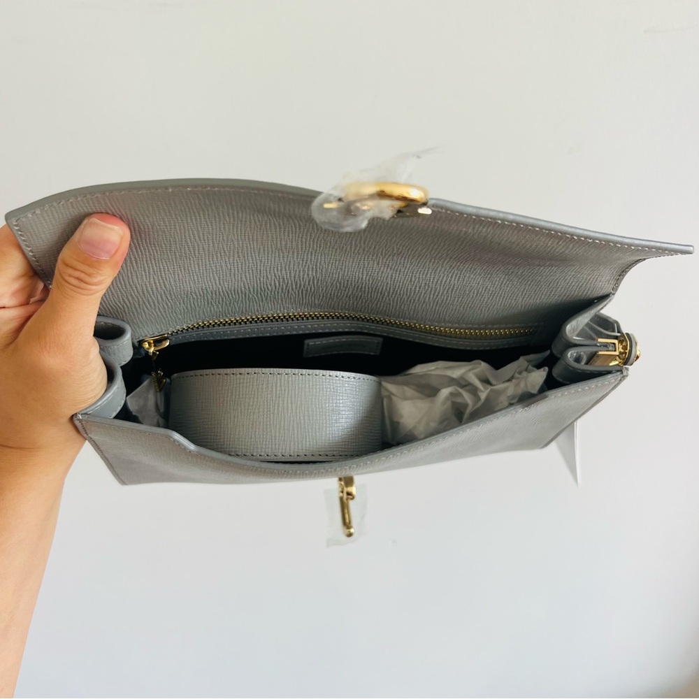 NEW ANINE BING colette bag in grey saffiano - Picture 9 of 12